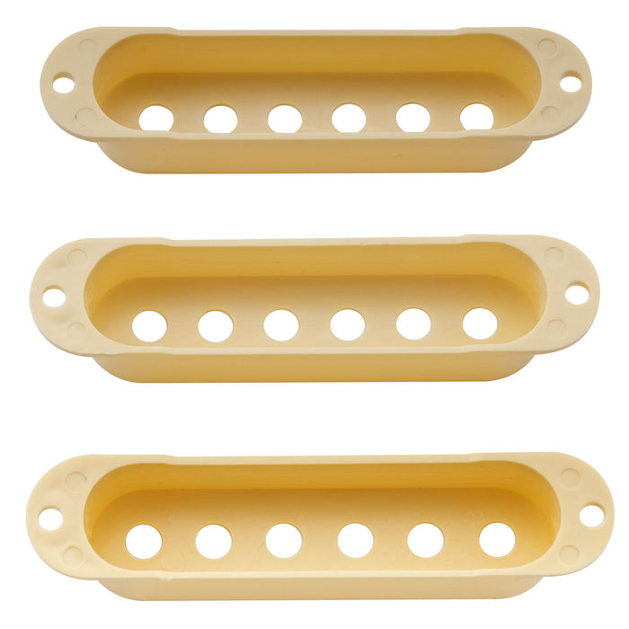 Musiclily Pro プラスチック 50/50/52mm ST シングルコイルピックアップカバーセット Import Squier Stratストラトギター用 エイジドホワイト(3個セット)
