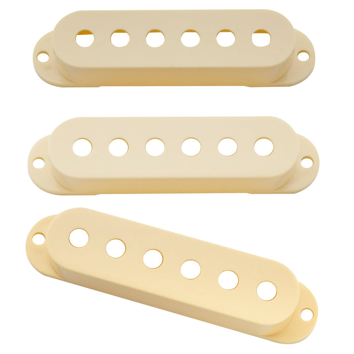 Musiclily Pro プラスチック 50/50/52mm ST シングルコイルピックアップカバーセット Import Squier Stratストラトギター用 エイジドホワイト(3個セット)