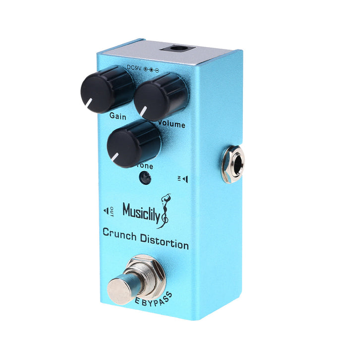 detail of musiclily basic mini electric guitar effects pedal dc 9v adapter powered true bypass crunch distortion mx2035p