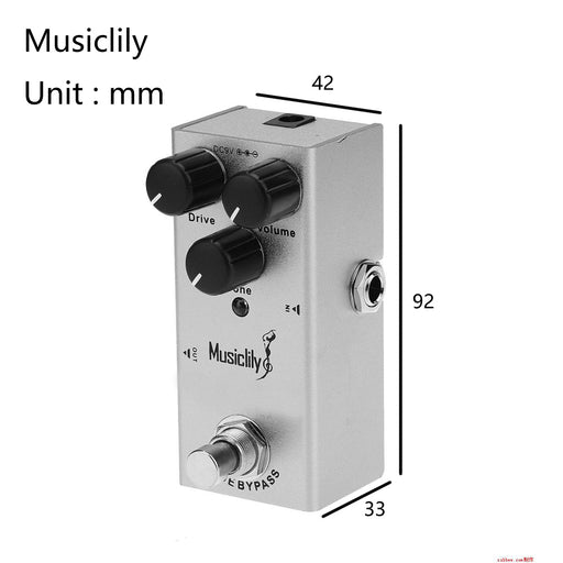 Dimensions of musiclily basic mini electric guitar effects pedal dc 9v adapter powered true bypass digital delay mx2035p