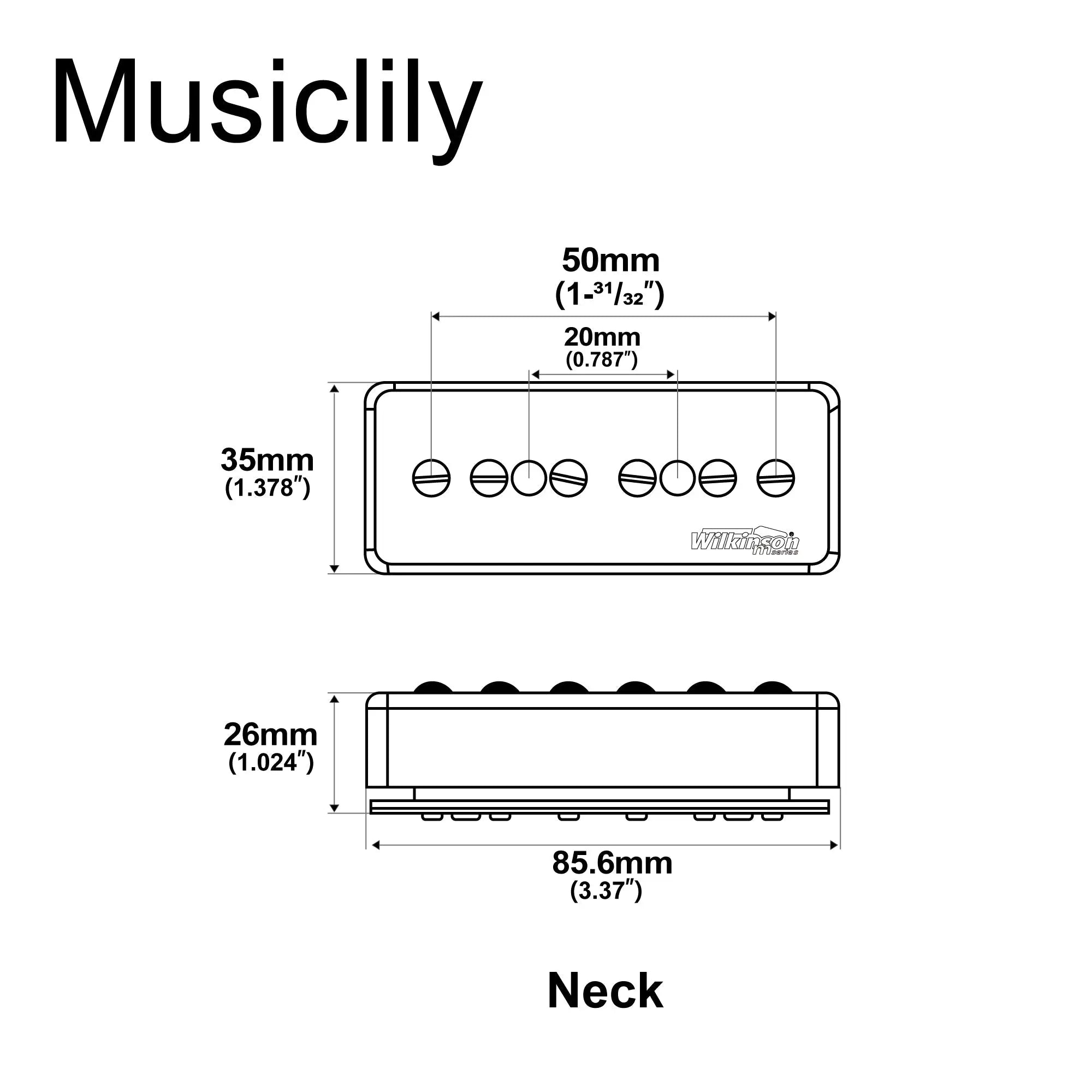 Dimensions of wilkinson m series stacked p90 soapbar ceramic humbucker sized single coil pickup neck pickup 10k for sg lp style electric guitar mx2078p
