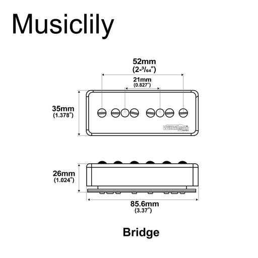 Dimensions of wilkinson m series stacked p90 soapbar ceramic humbucker sized single coil pickup bridge pickup 16k for sg lp style electric guitar mx2079p
