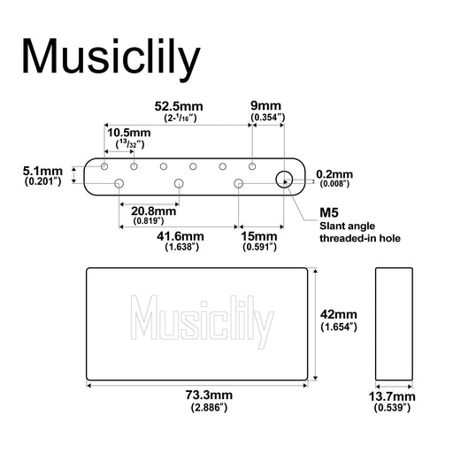 Dimensions of musiclily ultra 52 5mm2 1 16 inch full solid steel 42mm standard mim style tremolo block for mexico fender strat and china made squier classic vibe speical electric guitar mx2092st