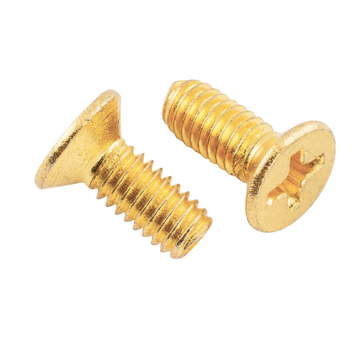 Musiclily Pro Metric M4X10mm Stainless Steel Phillips Countersunk Mounting Screws for Imported Strat Style Electric Guitar Tremolo Block, Gold (Set of 10)