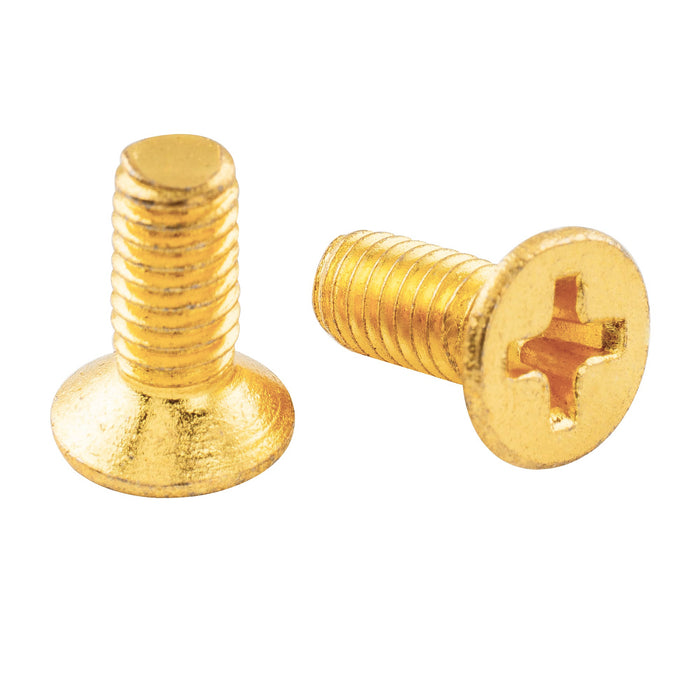Musiclily Pro Metric M4X10mm Stainless Steel Phillips Countersunk Mounting Screws for Imported Strat Style Electric Guitar Tremolo Block, Gold (Set of 10)