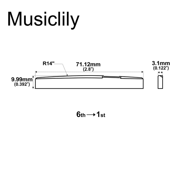 Dimensions of musiclily pro 71 12mm compensated acoustic guitar bone saddle for 6 string taylor style mx2100 2p