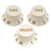musiclily ultra universal fitting strat tone volume control knobs for fender strat st style electric guitar 2 pcst1v mx2108 2mx2109p, aged white