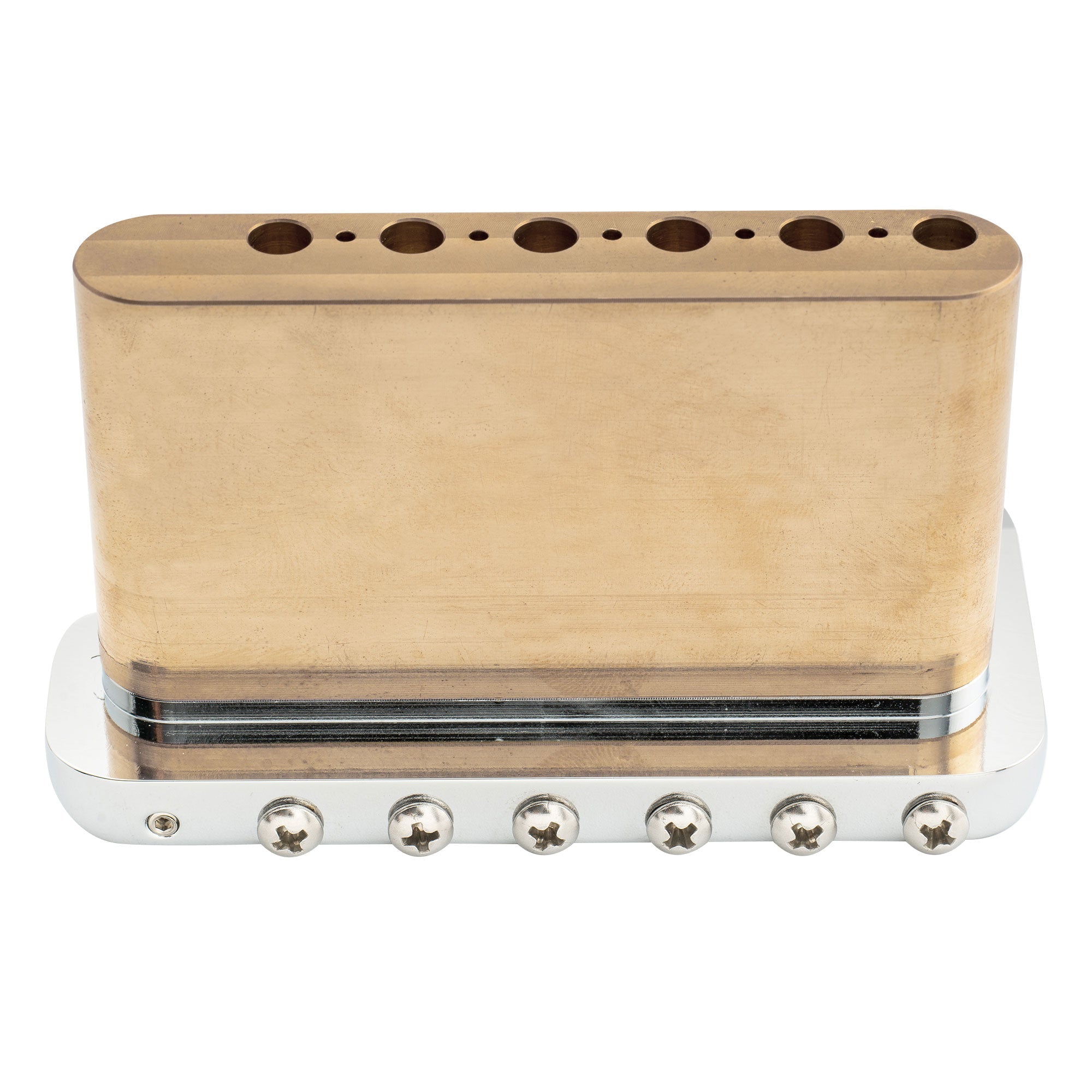 Musiclily Ultra BV005 52,5 mm (2-1/16 Zoll) Vollmassives Messing 6-Schrauben Messer Kanten Tremolo Brücke für Strat Style E-Gitarre