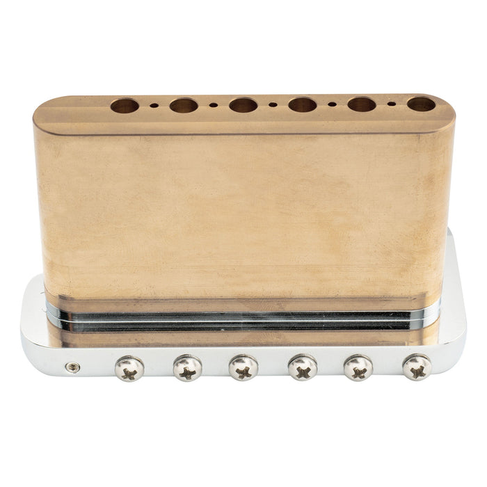 Musiclily Ultra 52.5mm(2-1/16 inch) Full Solid Brass 6-Screw Knife Edge Tremolo Bridge for Strat Style Electric Guitar