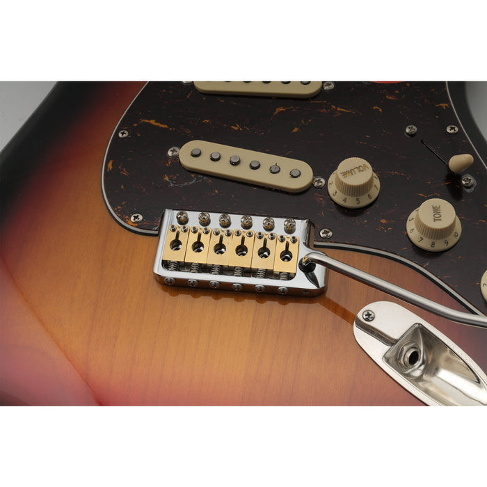 Musiclily Ultra 52.5mm(2-1/16 inch) Full Solid Brass 6-Screw Knife Edge Tremolo Bridge for Strat Style Electric Guitar