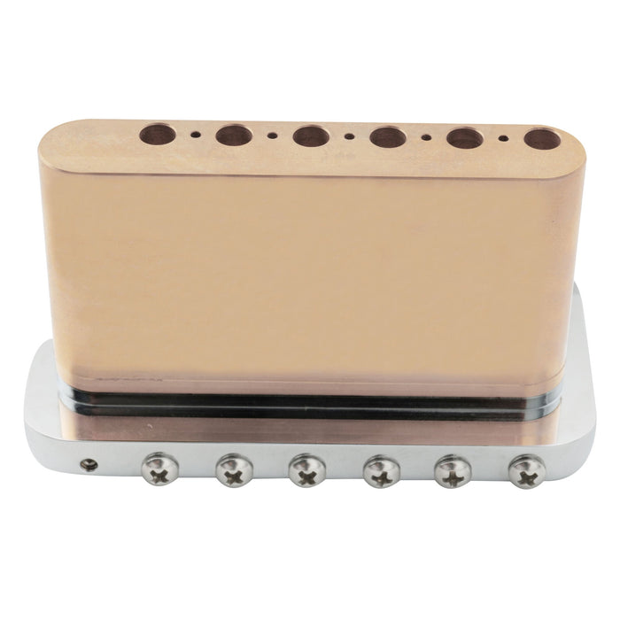 Musiclily Ultra 52.5mm(2-1/16 inch) Full Solid Brass 6-Screw Knife Edge Tremolo Bridge for Strat Style Electric Guitar