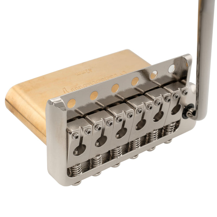 Musiclily Ultra 52.5mm(2-1/16 inch) Full Solid Brass 6-Screw Knife Edge Tremolo Bridge for Strat Style Electric Guitar