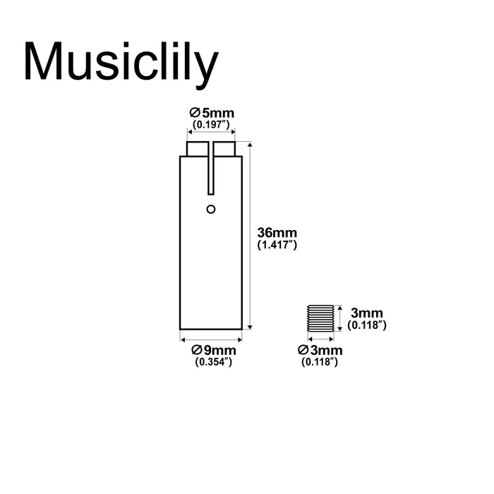 Dimensions of musiclily basic rubber sleeve and set screw set for wilkinson m series 5mm push in style tremolo arm block mounting replacement mx2203 2