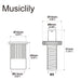 Dimensions of musiclily pro metric mounting stud and bushing for imported lp style electric guitar nashville tunematic bridge mx2209 2p