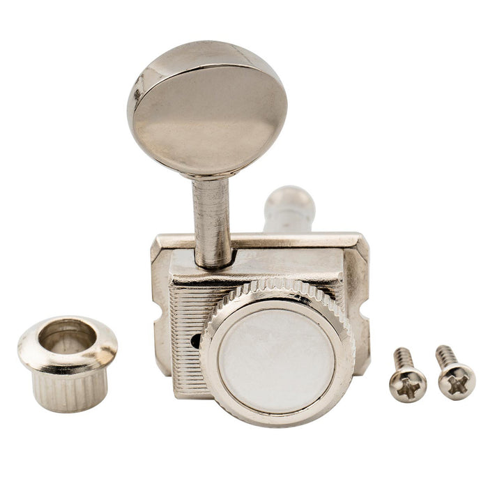 Musiclily Pro R15T 6-in-line 14:1比率 セミクローズド ヴィンテージハイブリッドスタイル ロッキングマシンヘッド ベースサイドチューナー ヴィンテージオーバルボタン付き Fender Squier Strat Teleスタイル エレキギター用