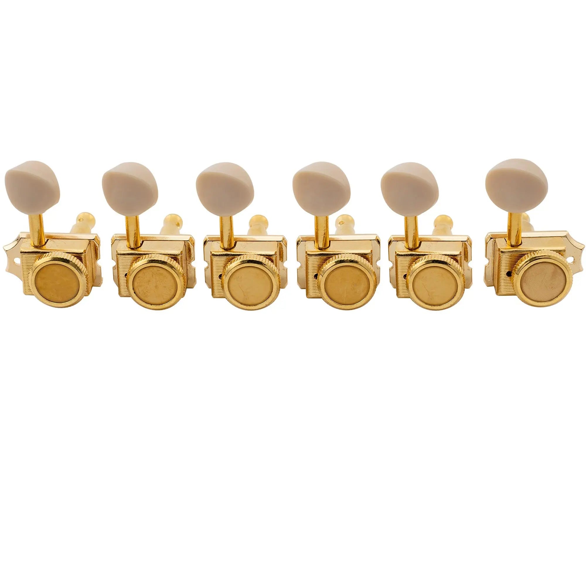 musiclily pro 6 inline vintage hybrid style vintage oval button guitar locking tuners tuning pegs keys machine heads set for fender strat tele style electric guitar mx2238p, gold