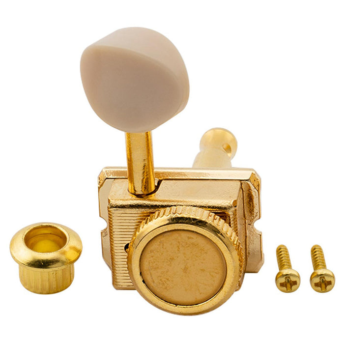 Musiclily Pro R15T 6列インライン ヴィンテージハイブリッドスタイル ヴィンテージオーバルボタン ギターロック式チューナー チューニングペグ マシンヘッドセット Fender Strat/Teleスタイルエレキギター用