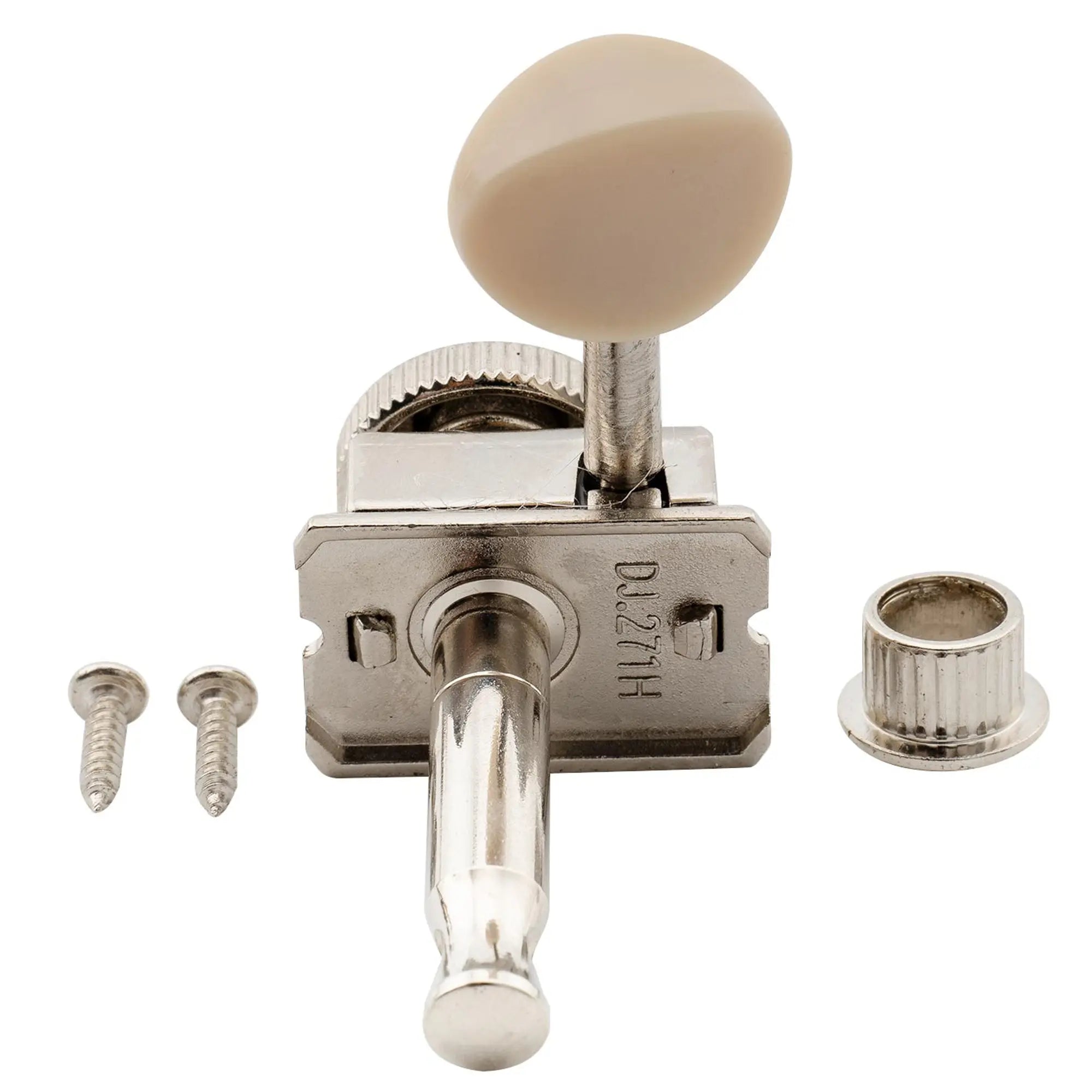 detail of musiclily pro 6 inline vintage hybrid style vintage oval button guitar locking tuners tuning pegs keys machine heads set for fender strat tele style electric guitar mx2238p