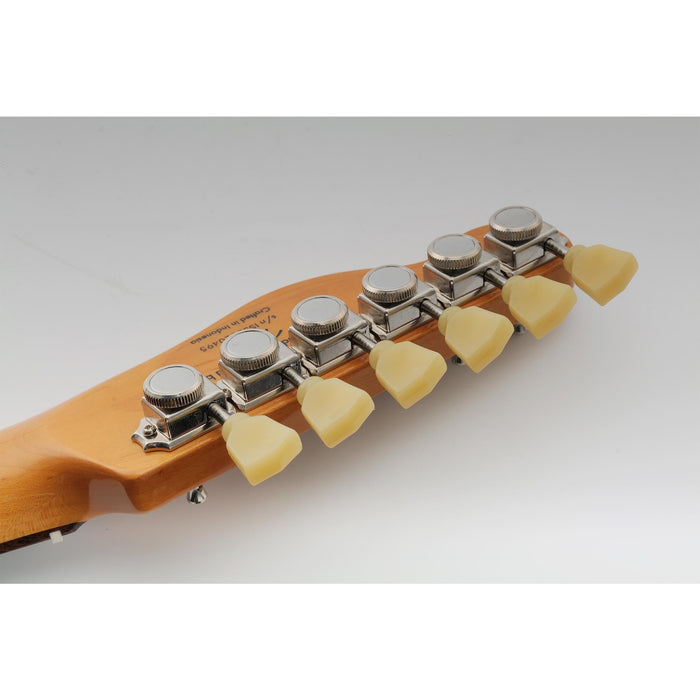 Musiclily Pro R15T ヴィンテージハイブリッドスタイル キーストーンボタン 6列インライン ギターロック式チューナー チューニングペグ マシンヘッドセット Strat/Teleスタイルエレキギター用