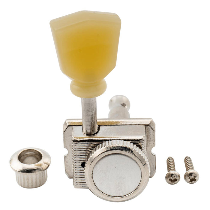 Musiclily Pro R15T ヴィンテージハイブリッドスタイル キーストーンボタン 6列インライン ギターロック式チューナー チューニングペグ マシンヘッドセット Strat/Teleスタイルエレキギター用