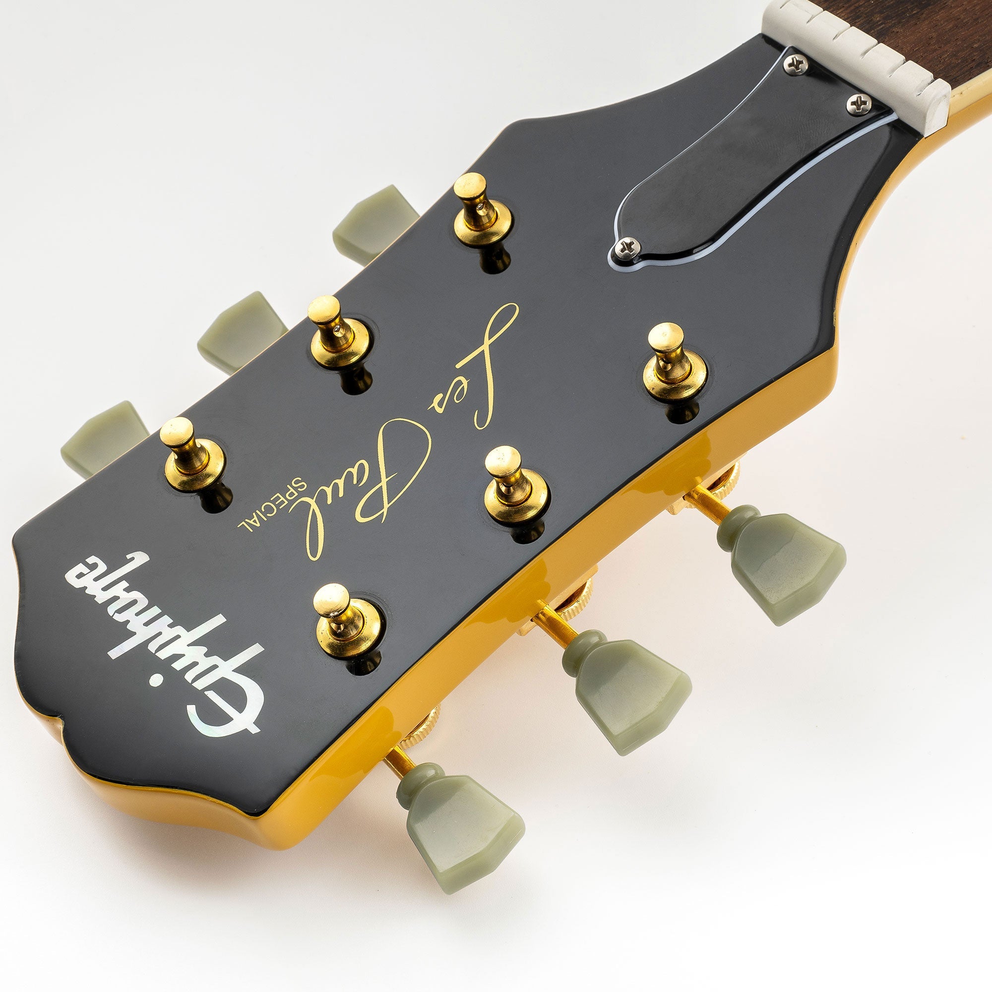 Musiclily Pro R15T-07 3R3L relación 14:1 Cabezas de afinación de estilo vintage de bloqueo semi cerradas con botón de piedra para guitarra acústica eléctrica con botón verde