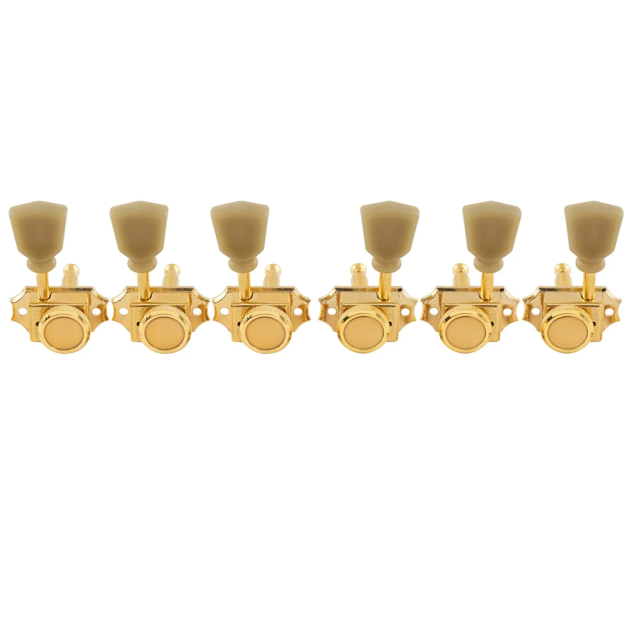musiclily pro 3r3l 14 1 ratio semi closed vintage style locking machine heads tuners tuning pegs keys with keystone button for acoustic electric guitar mx2240p, gold