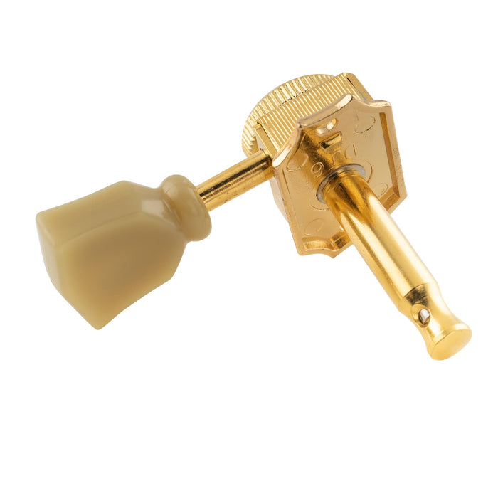 Musiclily Pro R15T 3R3L 14:1比率 半密閉ヴィンテージスタイルロック式ペグ チューナー ヘッド キー ケンタッキー型ボタン付き 緑色ボタン搭載 アコースティック/エレキギター用