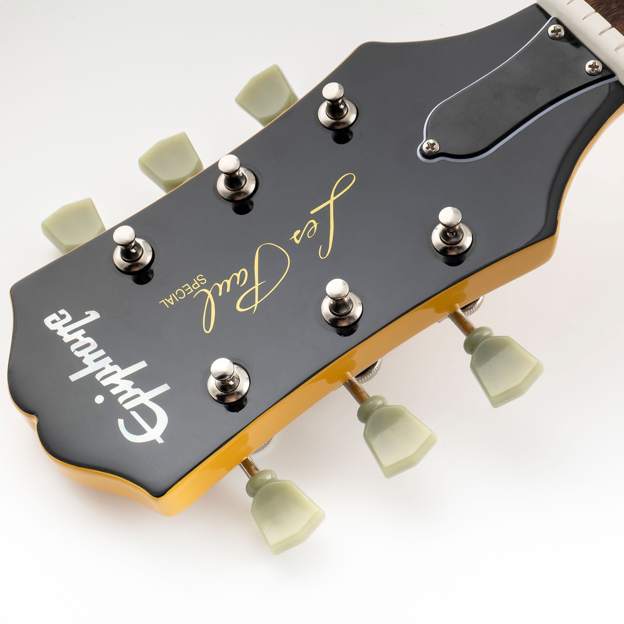 Musiclily Pro R15T-07 3R3L relación 14:1 Cabezas de afinación de estilo vintage de bloqueo semi cerradas con botón de piedra para guitarra acústica eléctrica con botón verde