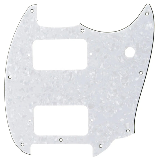 musiclily pro 9 holes round corner hh guitar pickguard for squier bullet mustang style electric guitar 3ply 4ply mx2249p, white pearl