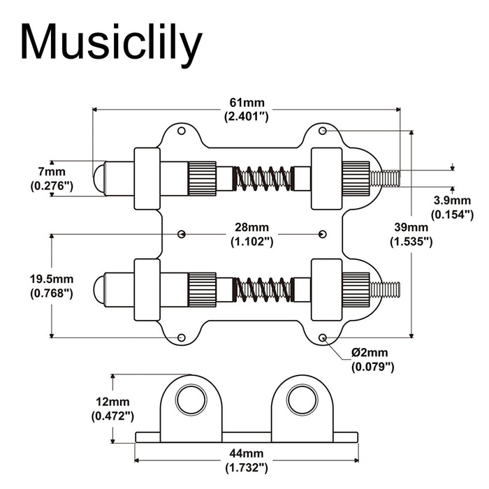 Musiclily ウルトラカラフルシリーズ エレキギター用トレモロブリッジ デュアルトレモロストッパーおよびスタビライザー