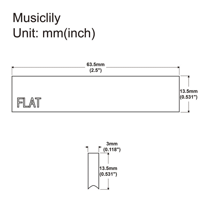 Dimensions of musiclily ultra flat full solid brass fret press caul insert for acoustic electric guitar bass mx2293