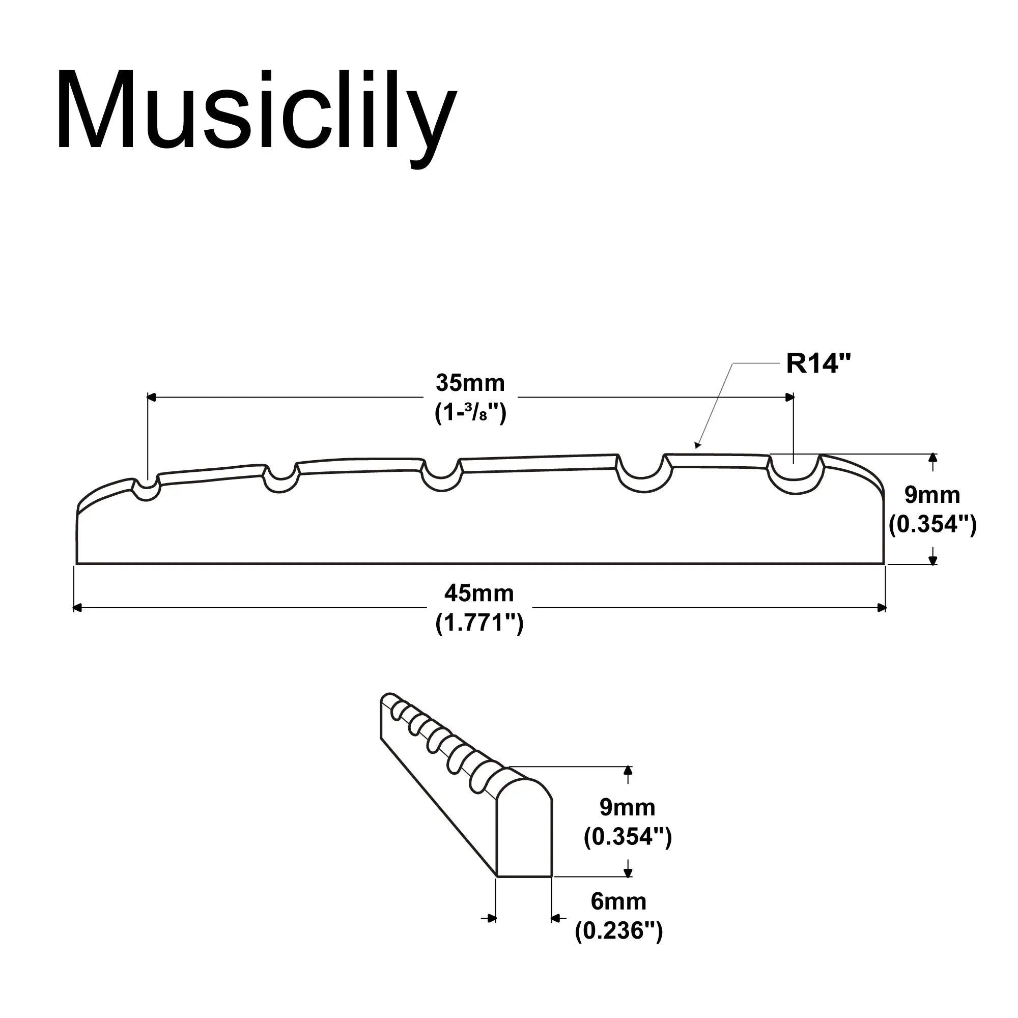 Musiclily 5弦エレクトリックベース用プレスロット真鍮ナット