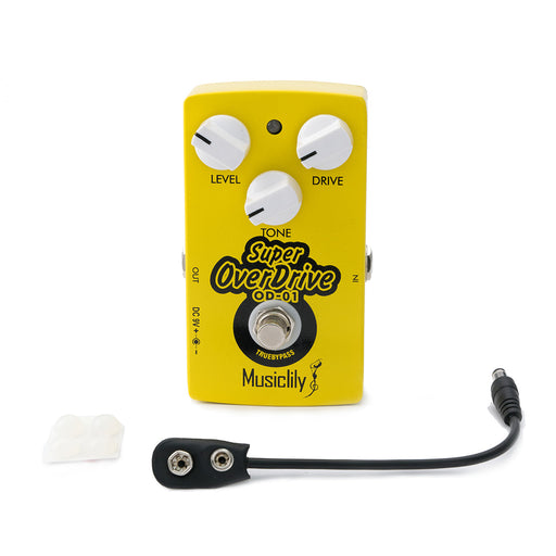 musiclily pro yellow electric guitar effects pedal dc 9v adapter powered true bypass super overdrive mx2320p