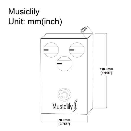Dimensions of musiclily pro aged white electric guitar effects pedal dc 9v adapter powered true bypass analog delay mx2320p