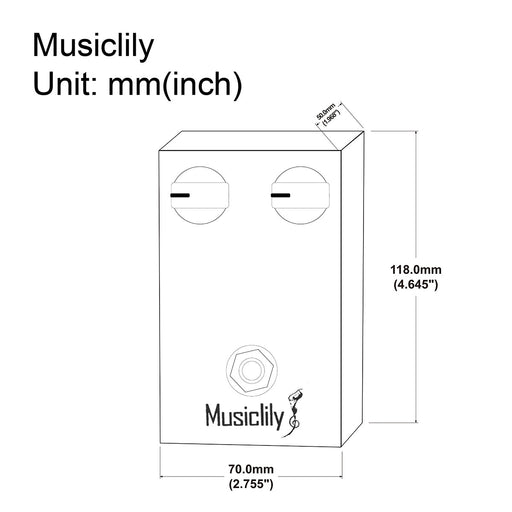 Dimensions of musiclily pro electric guitar effects pedal dc 9v adapter powered true bypass compressor mx2320p