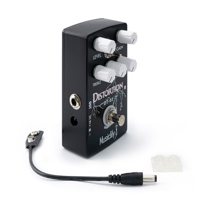 detail of musiclily pro electric guitar effects pedal dc 9v adapter powered true bypass distortion mx2320p