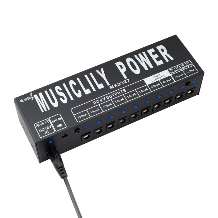 musiclily pro guitar power supply 10 way isolated dc output for 9v 12v 18v effect pedal with au standard adapter mx2327au details