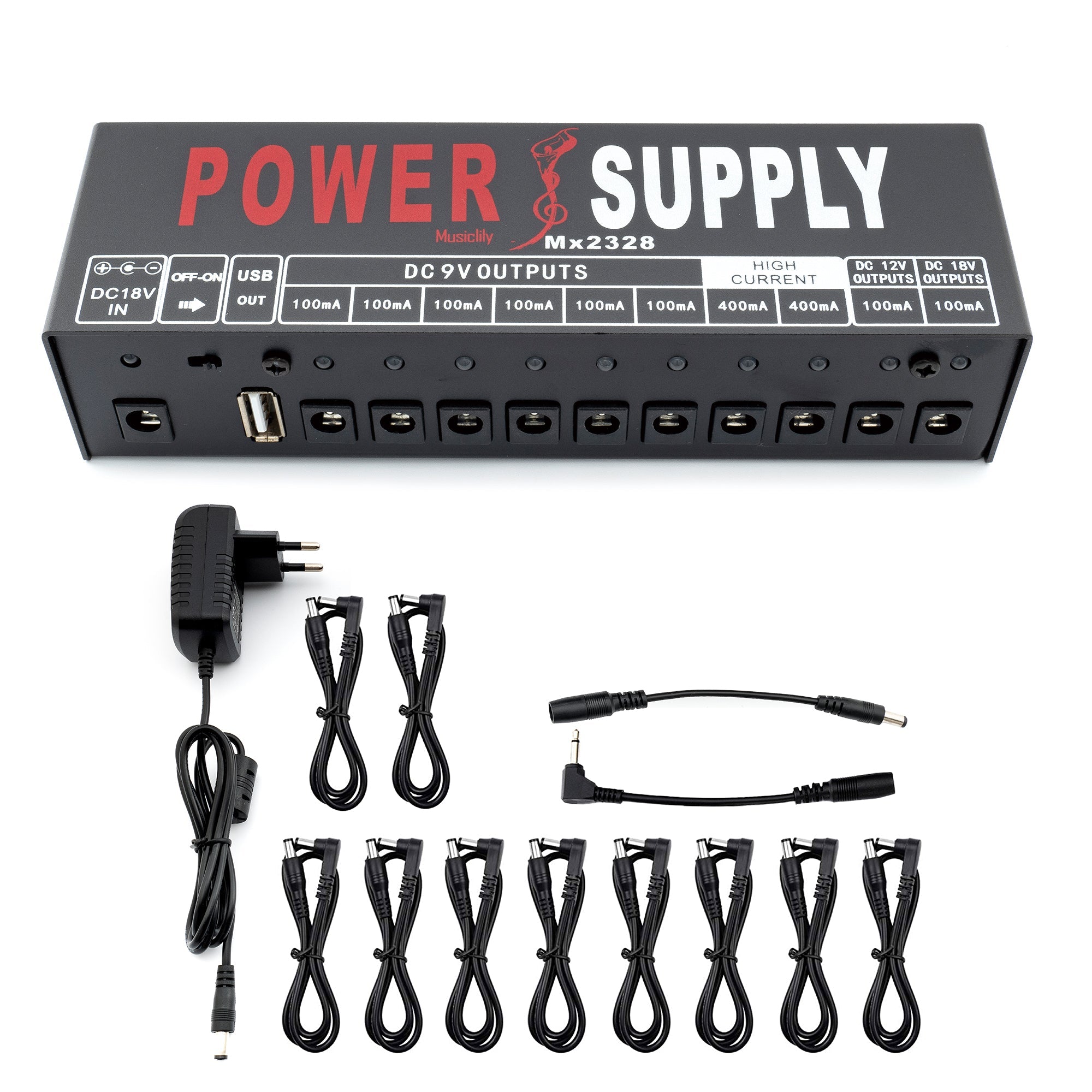 pedal power supply 18v Musiclily Guitar Power Supply Output with USB Port EU Standard Adapter