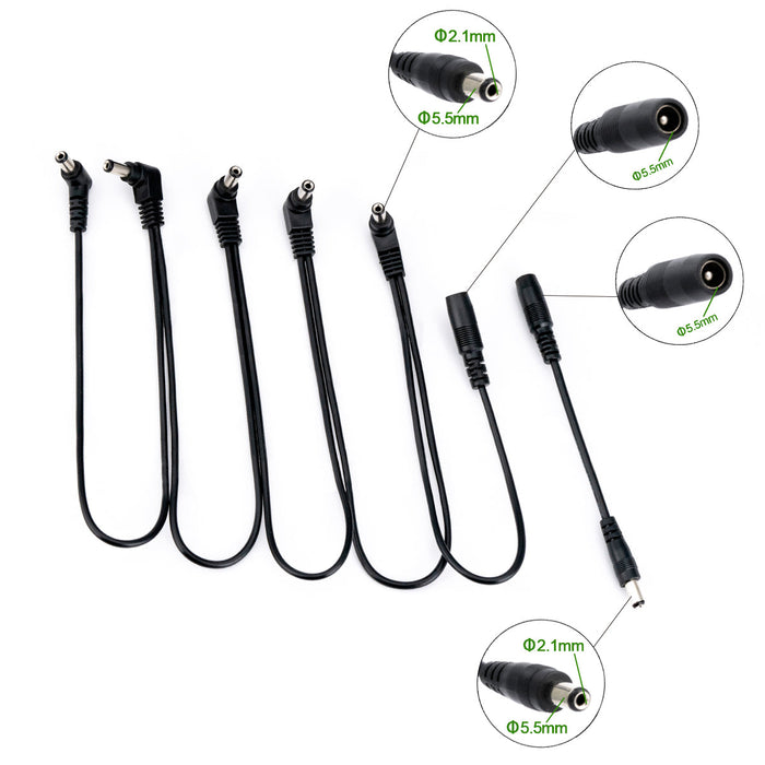 Dimensions of musiclily pro us standard power supply adapter dc 9v with 5 way daisy chain cable reverse polarity cord for guitar effect pedals mx2329