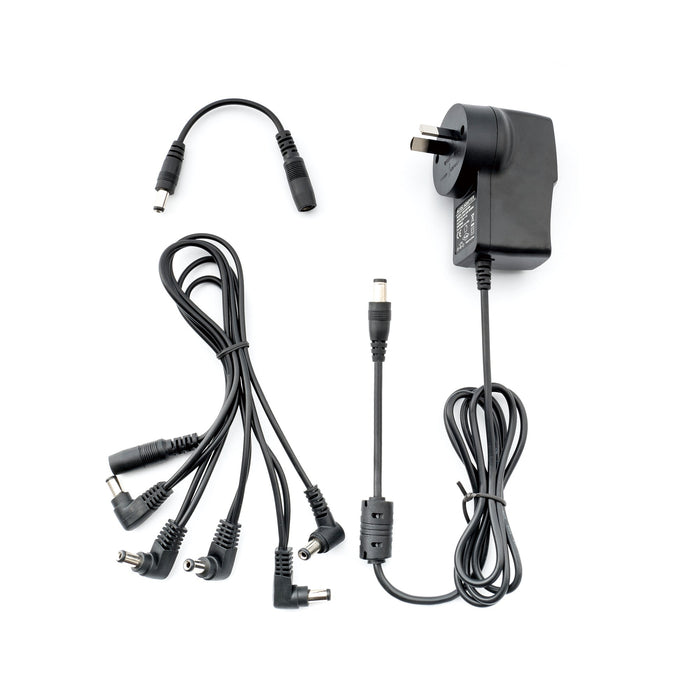 Part of musiclily pro au standard power supply adapter dc 9v with 5 way daisy chain cable reverse polarity cord for guitar effect pedals mx2329au
