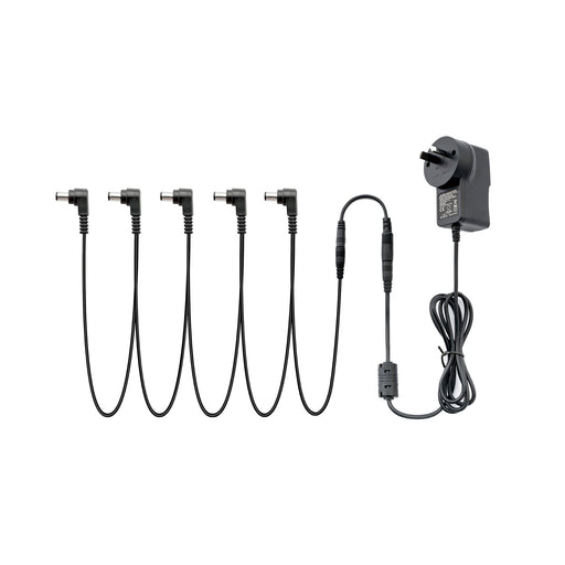 musiclily pro au standard power supply adapter dc 9v with 5 way daisy chain cable reverse polarity cord for guitar effect pedals mx2329au