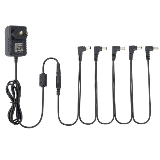 musiclily pro us standard power supply adapter dc 9v with 5 way daisy chain cable reverse polarity cord for guitar effect pedals mx2329