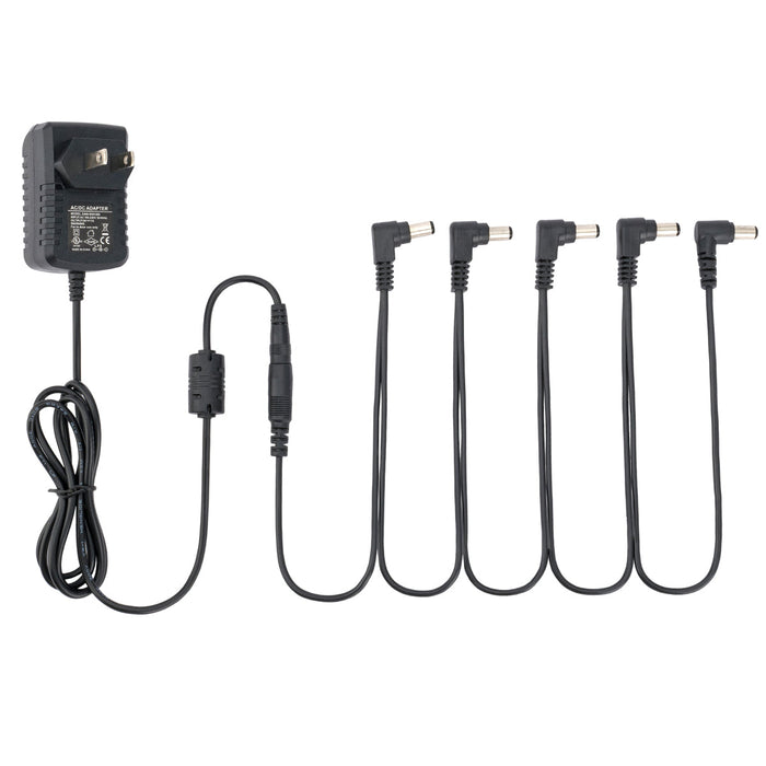 musiclily pro us standard power supply adapter dc 9v with 5 way daisy chain cable reverse polarity cord for guitar effect pedals mx2329