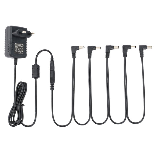 musiclily pro eu standard power supply adapter dc 9v with 5 way daisy chain cable reverse polarity cord for guitar effect pedals mx2329p
