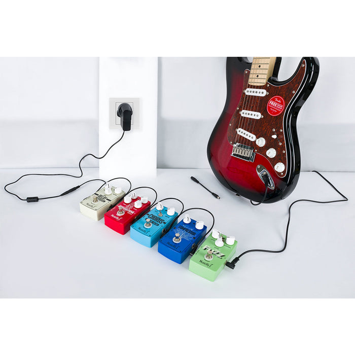 Application of musiclily pro uk standard power supply adapter dc 9v with 5 way daisy chain cable reverse polarity cord for guitar effect pedals mx2331
