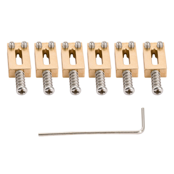 Musiclily Ultra 10,5 mm Moderner Stil Rechteckvolle Vollmessingsattel für Strat/Tele-Style-Elektrogitarre, Set von 6