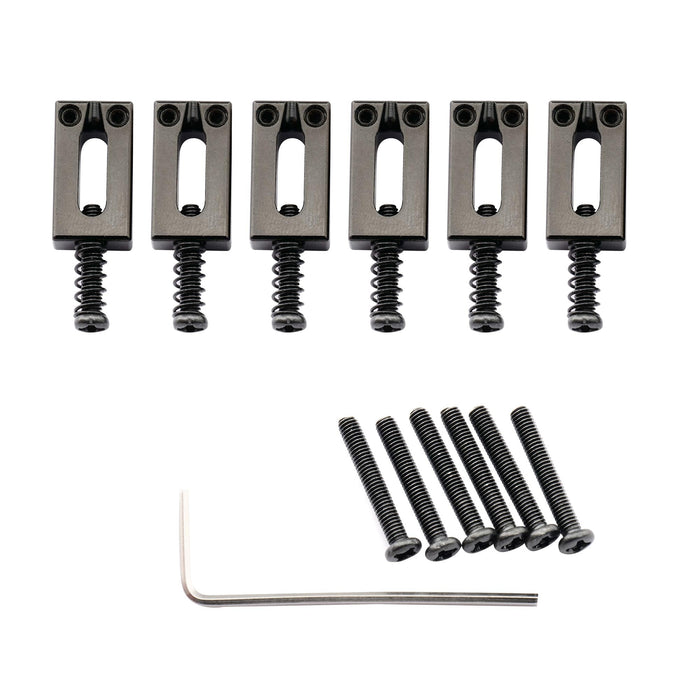 Musiclily Ultra 10,8 mm Moderner Stil Rechteckvolle Vollmessingsattel für Strat-Tele-Stil-Elektrogitarren, Set von 6