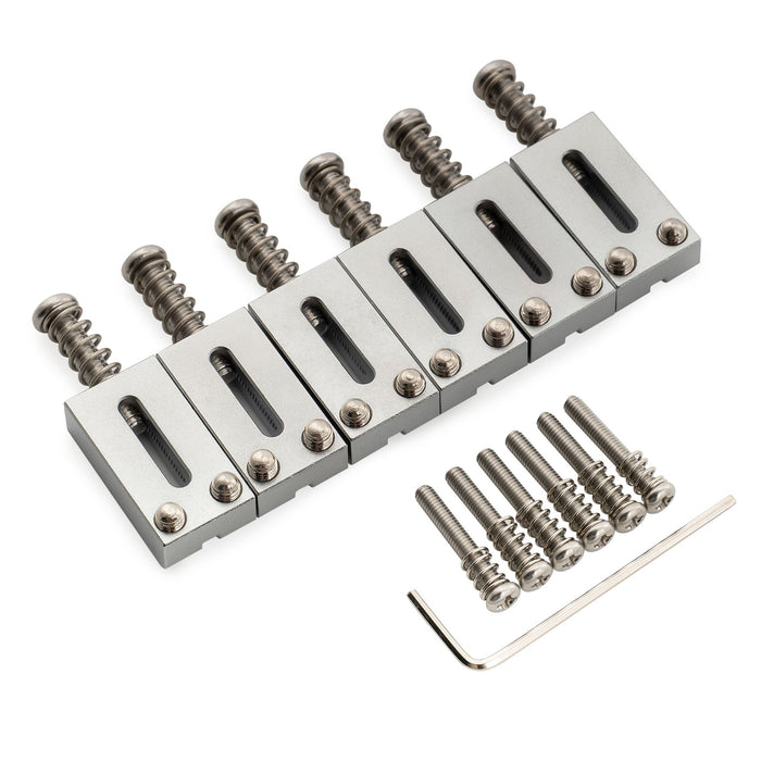 Musiclily Ultra 10,8 mm Moderner Stil Rechteckvolle Vollmessingsattel für Strat-Tele-Stil-Elektrogitarren, Set von 6