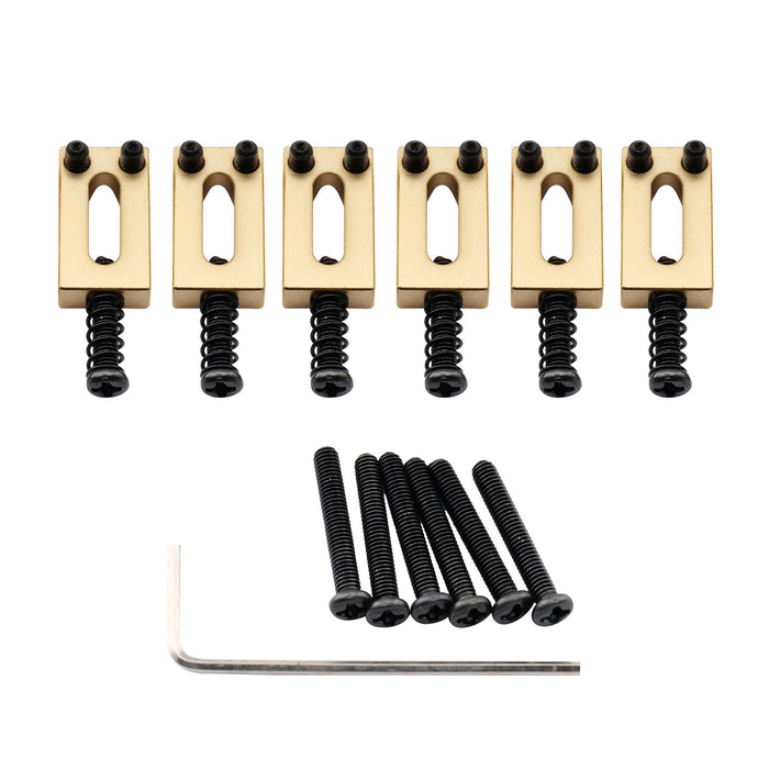 Musiclily Ultra 10,8 mm Moderner Stil Rechteckvolle Vollmessingsattel für Strat-Tele-Stil-Elektrogitarren, Set von 6