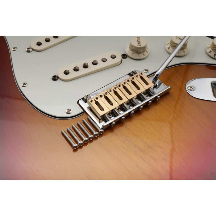 Musiclily Ultra 10,8 mm Moderner Stil Rechteckvolle Vollmessingsattel für Strat-Tele-Stil-Elektrogitarren, Set von 6